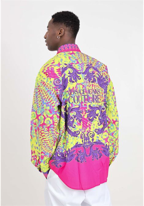 Camicia da uomo multicolor stampa Animalier Baroque VERSACE JEANS COUTURE | 76GAL21ANS438609